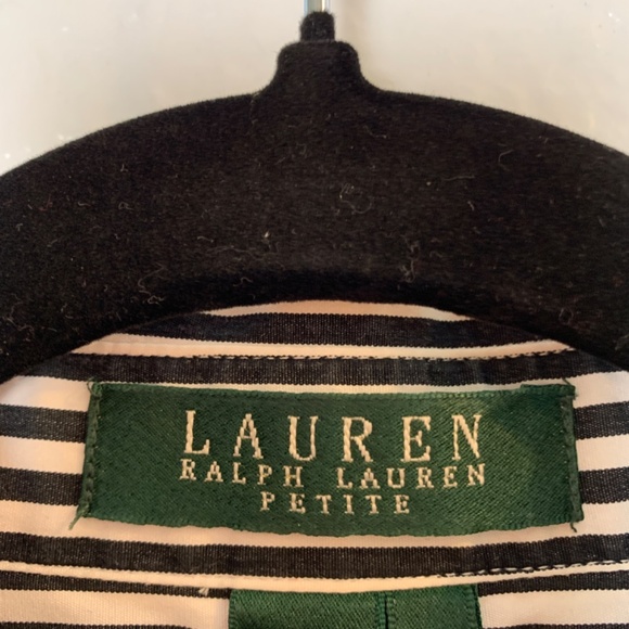 LRL Ralph Lauren Womens Striped Logo Button Up Shirt PETITE Medium PM Vintage 90 - Picture 3 of 15